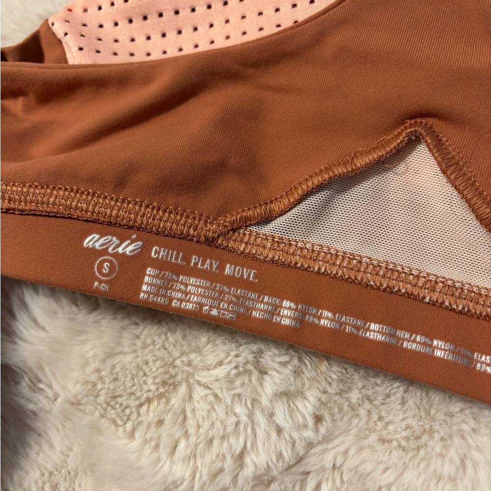 Aerie Pink and Brown Perforated Sports Bra - Picture 5 of 5